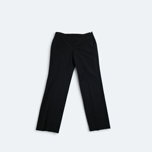 Talbots Black Solid Dress Pants Straight Leg Flat Front Button Size 12
